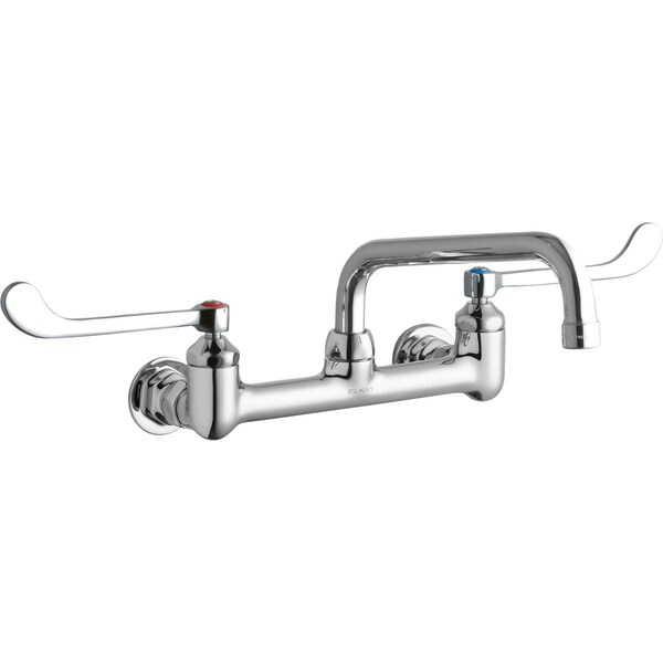 Elkay 8" Centers Wall Faucet 8" Tube Spout 6" Wristblade Hdl Inlet Ch LK940TS08T6H - main